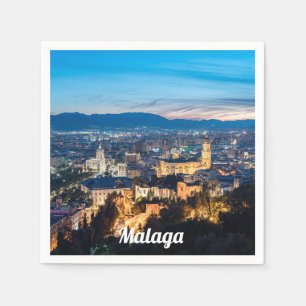 Serviette En Papier Vue nocturne de la cathédrale de Malaga à Malaga,