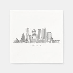 Serviette En Papier Vue panoramique de Boston, silhouette de Boston da