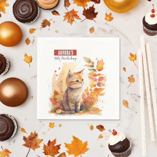 Serviette En Papier Vues automne / automne Kitten - fête d'anniversair