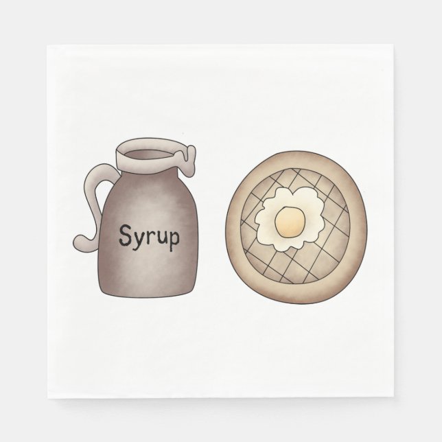 Serviette En Papier Waffles And maple Syrup Food Napkins (Devant)