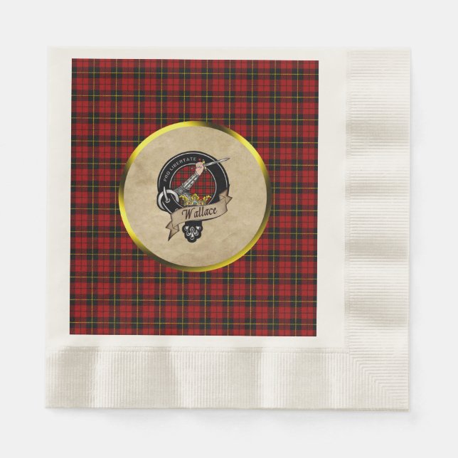 Serviette En Papier Wallace Clan Badge & Tartan (Devant)