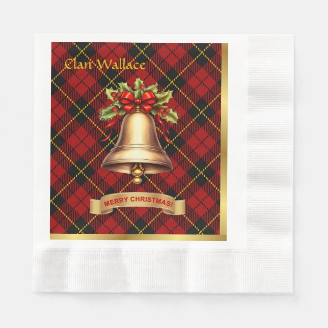 Serviette En Papier Wallace Tartan personnalisé Noël (Devant)