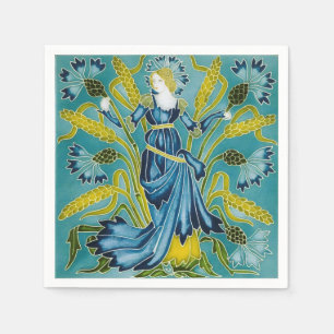 Serviette En Papier Walter Crane Bleu Bleuet Arts and Crafts