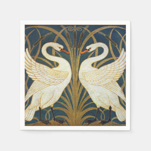 Serviette En Papier Walter Crane Vintage Cygne et Iris Art nouveau