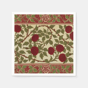 Serviette En Papier Walter Crane Vintage Rosamund Rouge Rose Floral Ar