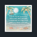 Serviette En Papier Warmer Wonderland Tropical Beach Christmas<br><div class="desc">Ajoutez une touche tropicale à vos fêtes de fin d'année avec ces serviettes de Noël fantaisistes qui comprennent une plage lune avec coquillages et sable scintillant, des palmiers et un bateau naviguant dans la mer turquoise. Les paroles sont à l'air de "Winter Wonderland" mais avec une touche tropicale qui dit...</div>