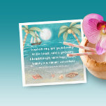 Serviette En Papier Warmer Wonderland Tropical Beach Christmas<br><div class="desc">Ajoutez une touche tropicale à vos fêtes de fin d'année avec ces serviettes de Noël fantaisistes qui comprennent une plage lune avec coquillages et sable scintillant, des palmiers et un bateau naviguant dans la mer turquoise. Les paroles sont à l'air de "Winter Wonderland" mais avec une touche tropicale qui dit...</div>