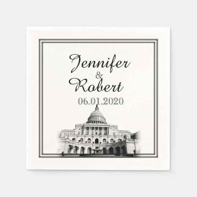 Serviette En Papier Washington DC Destination Wedding Napkin (Devant)