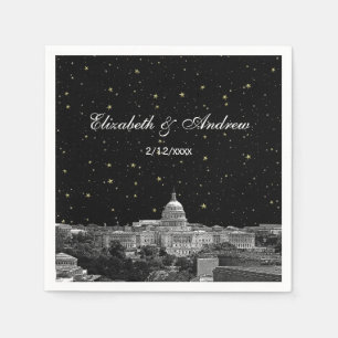 Serviette En Papier Washington DC Skyline Gravée Mariage étoilé