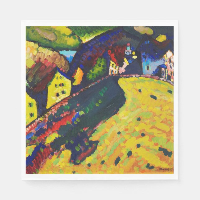 Serviette En Papier Wassily Kandinsky. Maisons à Murnau. Expressionnis (Devant)