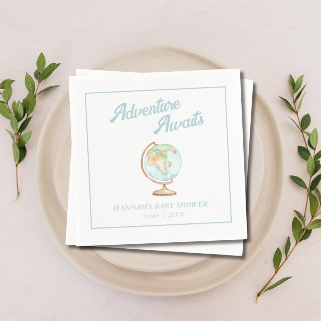 Serviette En Papier Watercolor Adventure Await Baby shower serviettes (Watercolor Adventure Awaits Baby Shower Napkins
)