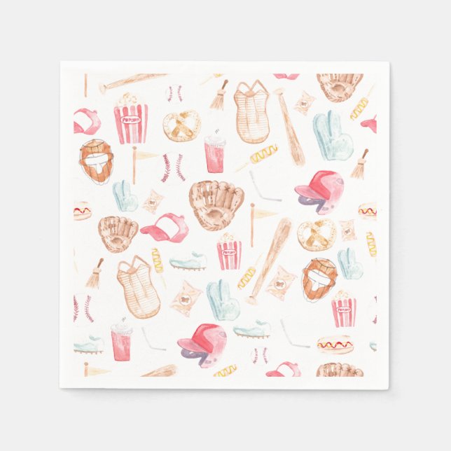 Serviette En Papier Watercolor Baseball (Devant)