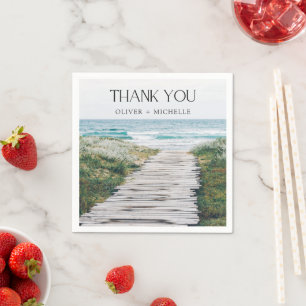 Serviette En Papier Watercolor Beach Scène Mariage Merci