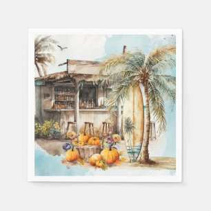 Serviette En Papier Watercolor Beach Thanksgiving