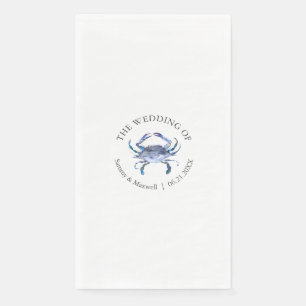 Serviette En Papier Watercolor Blue Crab Beach Wedding Personnalisé