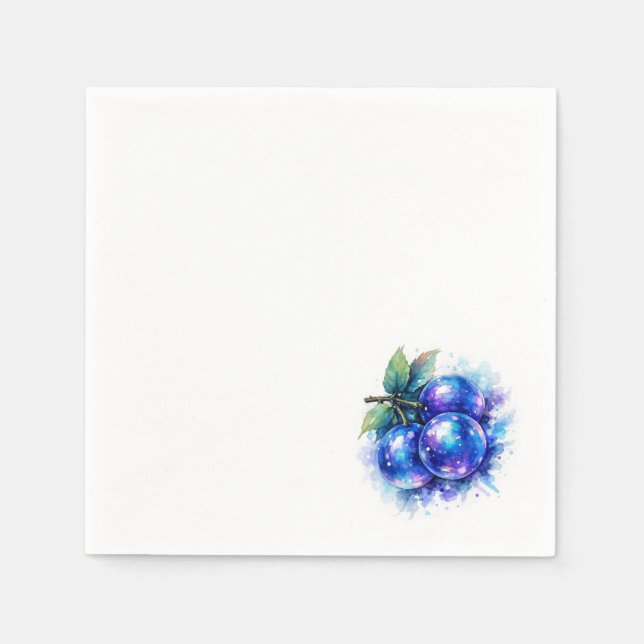 Serviette En Papier Watercolor Blueberry Cute Party Event Napkins (Devant)