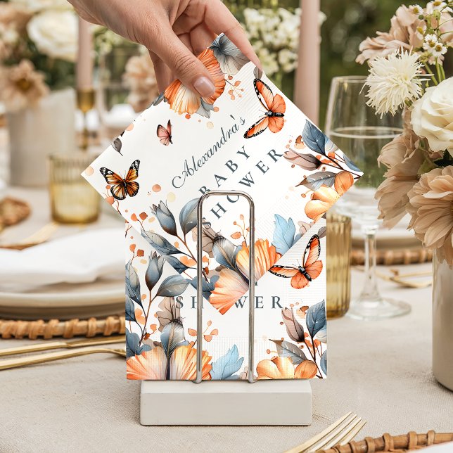 Serviette En Papier Watercolor Butterfly Bloom Baby Shower (Créateur téléchargé)