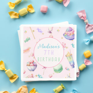 Serviette En Papier Watercolor Candy Wonderland Pastel Fête d'annivers