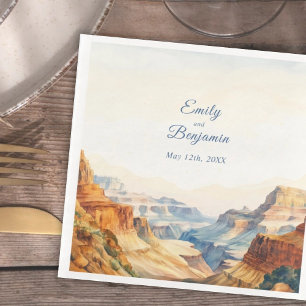 Serviette En Papier Watercolor Canyon Desert Mariage du parc national 