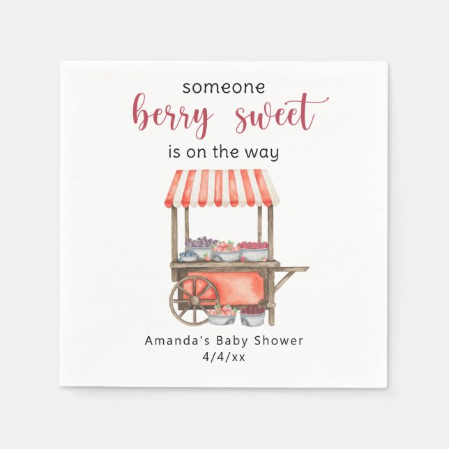 Serviette En Papier Watercolor Cart Berries Baby shower (Devant)