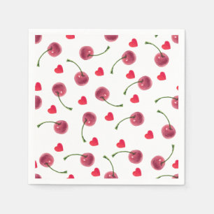 Serviette En Papier Watercolor Cherry Heart