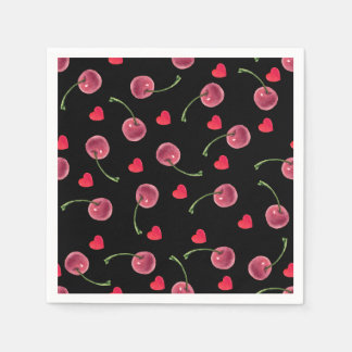Serviette En Papier Watercolor Cherry Heart