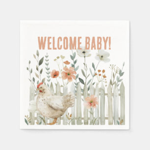 Serviette En Papier Watercolor Country Farm Baby shower