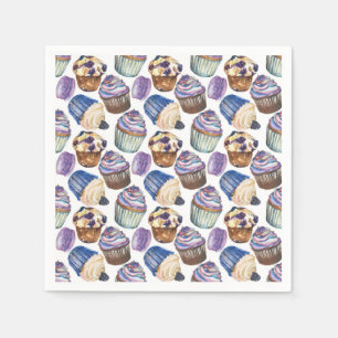 Serviette En Papier Watercolor cupcakes