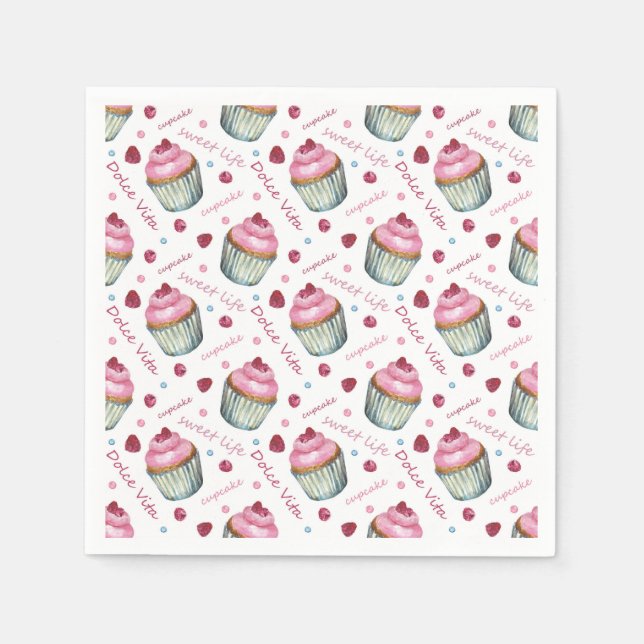 Serviette En Papier Watercolor cupcakes (Devant)