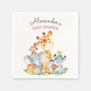 Serviette En Papier Watercolor Cute Safari Jungle Baby shower