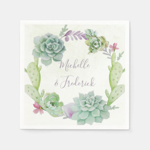 Serviette En Papier Watercolor Desert Cactus Succulents Mariage