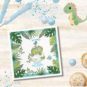 Serviette En Papier Watercolor Dino Egg Hatch Baby shower garçon