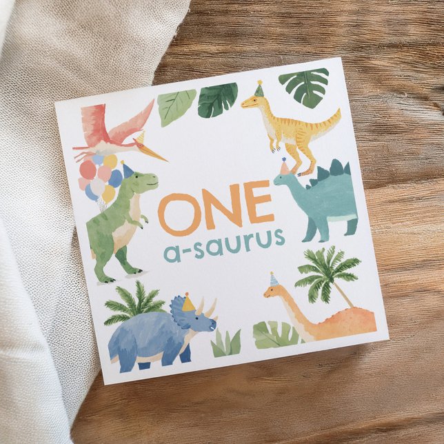 Serviette En Papier Watercolor Dinosaur fête d'anniversaire (Créateur téléchargé)