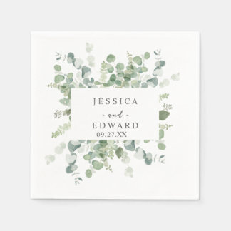 Serviette En Papier watercolor eucalyptus frame
