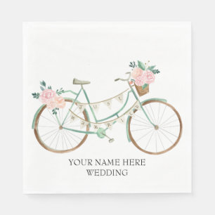 Serviette En Papier Watercolor floral vélo Boho Mariage