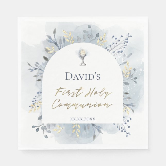 Serviette En Papier watercolor foliage First Communion (Devant)