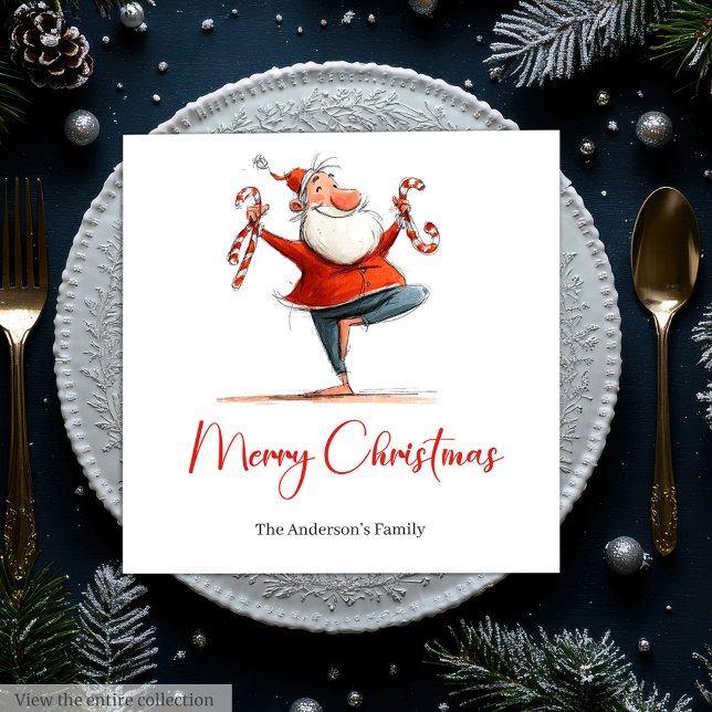 Serviette En Papier Watercolor Funny Santa Personalized Christmas  (Watercolor Funny Santa Personalized Christmas Napkins

)