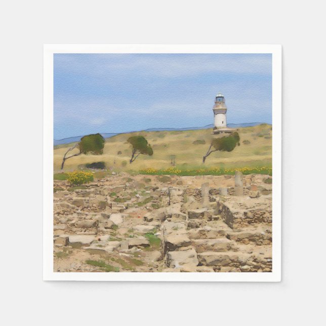 Serviette En Papier Watercolor lighthouse (Devant)