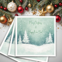 Watercolor Merry Christmas and Happy New Year 