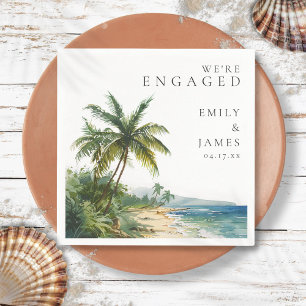 Serviette En Papier Watercolor moderne Tropical Beach Engagement Party