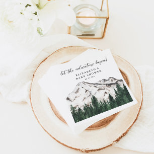 Serviette En Papier Watercolor Mountains Pine Forest Baby shower