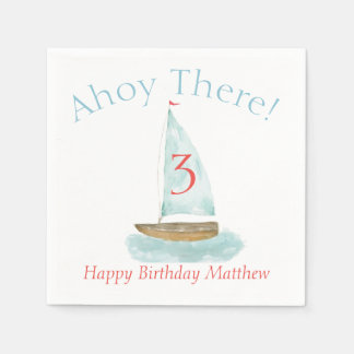 Serviette En Papier Watercolor Nautical Sailboat Birthday 