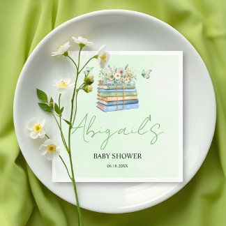 Serviette En Papier Watercolor New Chapter Begins green baby shower