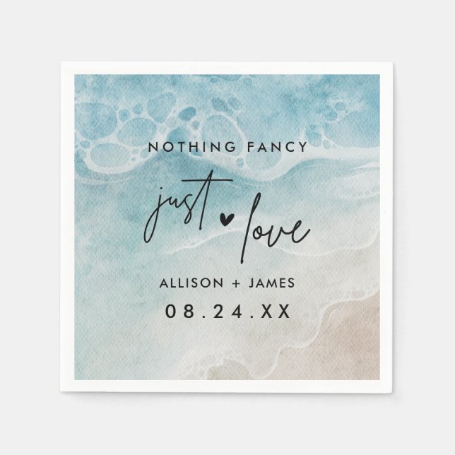 Serviette En Papier Watercolor Ocean Beach Mariage Elopement (Devant)