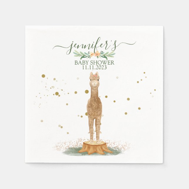 Serviette En Papier Watercolor Print Alpaca Baby (Devant)