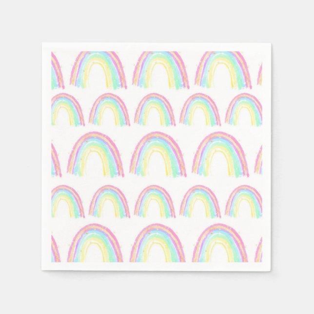 Serviette En Papier Watercolor Rainbow fête d'anniversaire (Devant)