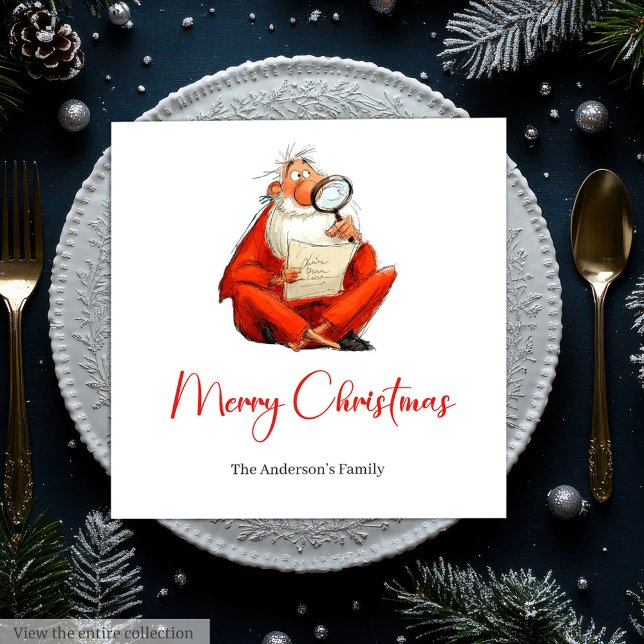 Serviette En Papier Watercolor Santa Funny Holiday Cocktail Napkins (Watercolor Santa Funny Holiday Cocktail Napkins)