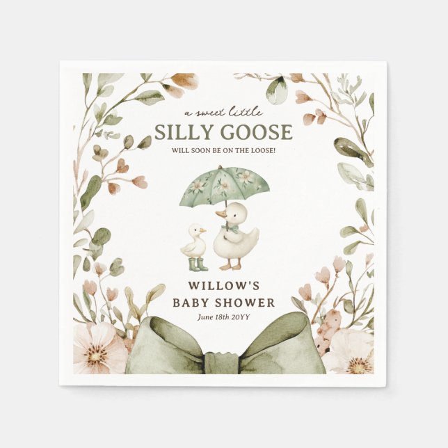 Serviette En Papier Watercolor Silly Goose Baby Shower (Devant)