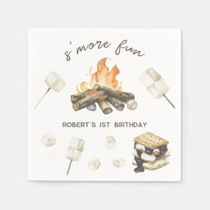 Serviette En Papier Watercolor S'more Camping Fire 1er anniversaire