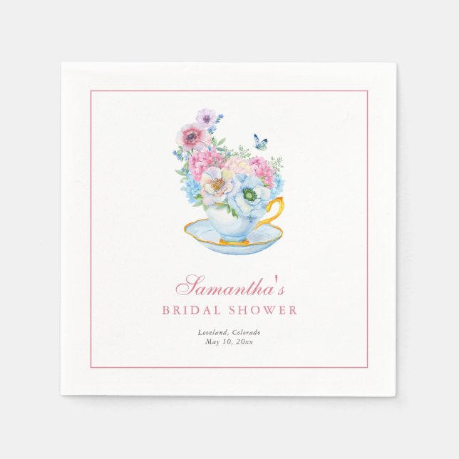 Serviette En Papier Watercolor Tea Party Bridal shower (Devant)